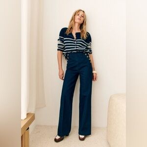 Sezane Marino High Rise Organic Cotton Denim Trousers
